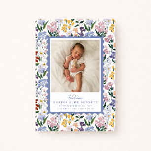 Colorful Wildflower Birth Announcement Photo Card