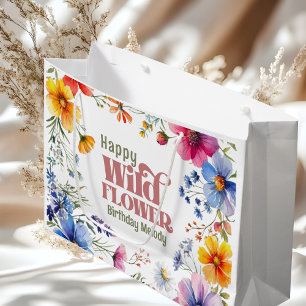 Colorful Wildflower birthday  Large Gift Bag