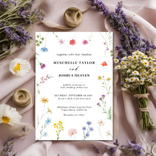 Colorful Wildflower Boho Monogram Photo Wedding Invitation