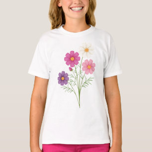 Colorful Wildflower Bouquet Girls' T-Shirt Cute Fl