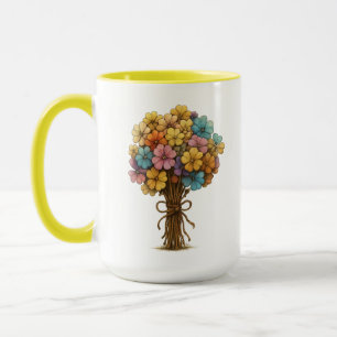 Colorful Wildflower Bouquet Whimsical Art Mug