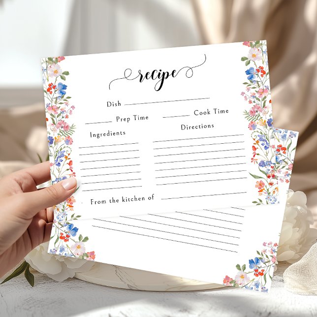 Colorful Wildflower Bridal Shower Recipe Card (Creator Uploaded)