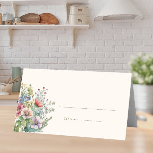 Colorful Wildflower Floral Watercolor Wedding Place Card