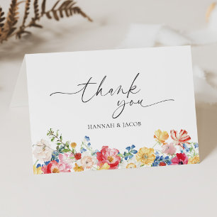Colorful Wildflower Floral Wedding Thank You Card