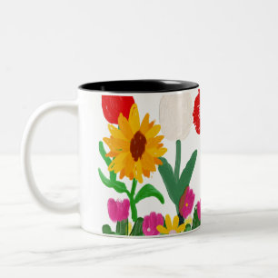 Colorful Wildflower Garden on Budget Two-Tone Coffee Mug