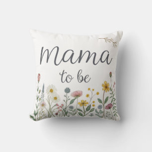 Colorful Wildflower Mama To Be Floral Baby Shower Cushion
