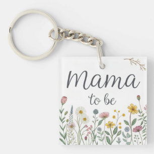 Colorful Wildflower Mama To Be Floral Baby Shower Key Ring