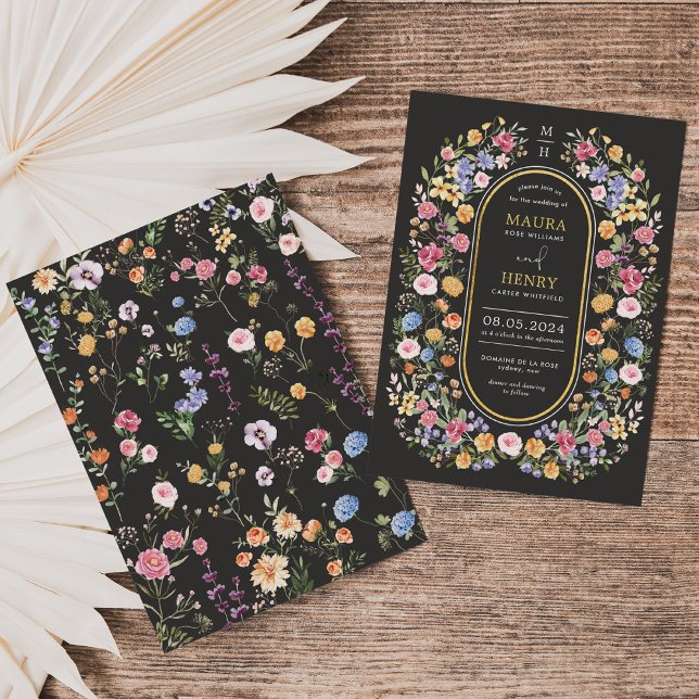 Colorful Wildflower Meadow Chalkboard Wedding Invitation (Creator Uploaded)