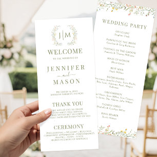 Colorful Wildflower Meadow Flower Wedding Programs
