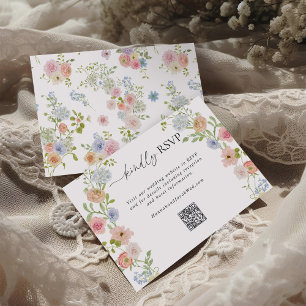 Colorful Wildflower QR Code Wedding RSVP Card
