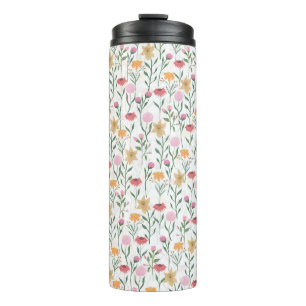 Colorful Wildflower Watercolor Design Thermal Tumbler