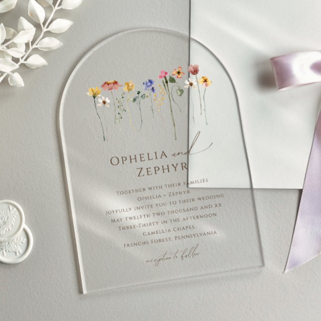 Colorful Wildflower Wedding  Acrylic Invitations (Creator Uploaded)