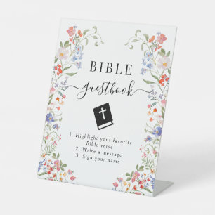 Colorful Wildflower Wedding Bible Guestbook Sign