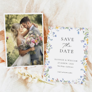 Colorful Wildflower Wedding Photo Save The Date