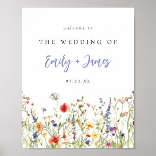 Colorful Wildflower Wedding Welcome Poster