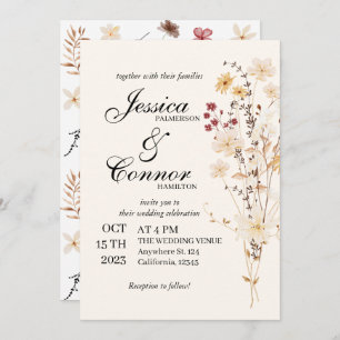 Colorful Wildflowers boho Wedding Invitation