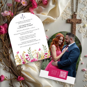 Colorful Wildflowers & Butterflies Faith Wedding Invitation