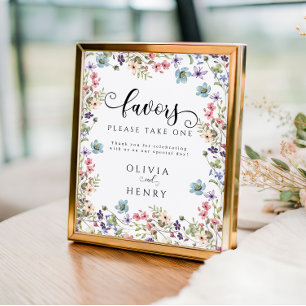 Colorful Wildflowers Spring Wedding Favors Sign