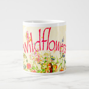 Colorful Wildflowers Text Large Coffee Mug
