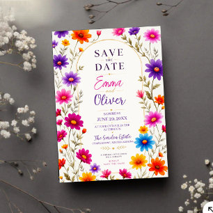 Colorful Wildflowers Wedding Invitation