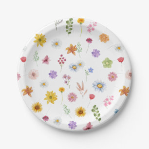 Colorful Wildflowers Wild One First Birthday Paper Plate