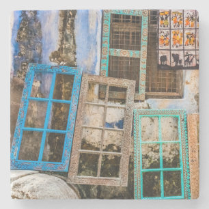 Colorful window frames stone coaster