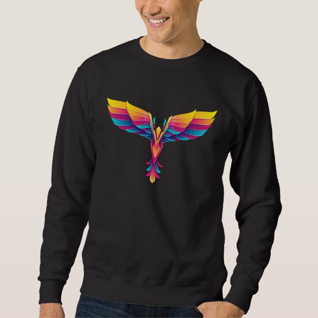 Colorful Wing Bird Design Support Animal Rights Sweatshirt (Front)