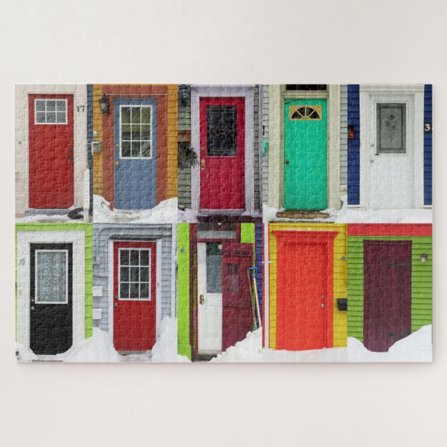 Colorful Winter Doors Modern Building Collage Jigsaw Puzzle (Horizontal)