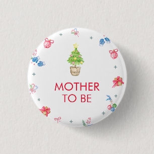 Colorful Winter Mother To Be Baby Shower  3 Cm Round Badge