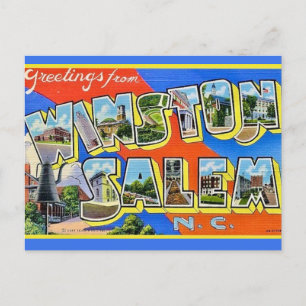 Colorful Wiston Salem NC Greetings  Postcard