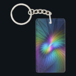 Colorful With Blue Modern Abstract Fractal Art Key Ring<br><div class="desc">Fractal art for the senses.
Design for your rectangle keychain and more.</div>