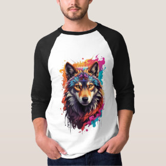 Colorful Wolf Portrait Abstract Animal Art-87694 T-Shirt