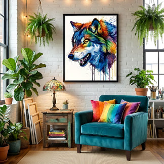 Colorful Wolf  Poster
