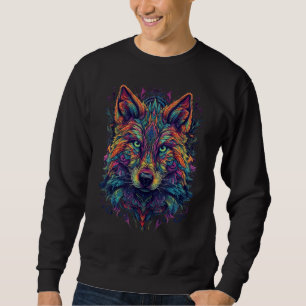 Colorful Wolf Psychedelic Trippy Hippie Men Women Sweatshirt