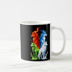 Colorful Wolves Cute Wolf Howling Funny Wild Anima Coffee Mug