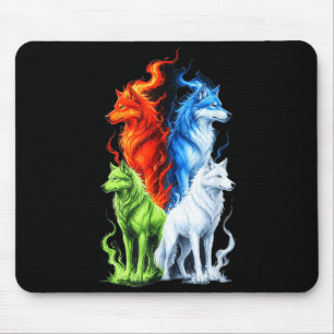 Colorful Wolves Cute Wolf Howling Funny Wild Anima Mouse Pad