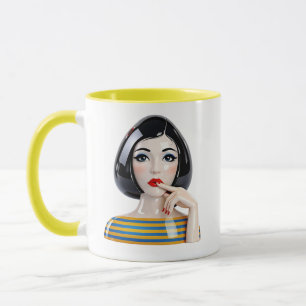 Colorful Woman Illustration Mug – Cheerful Stylish