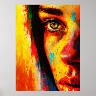 Colorful Woman Portrait Vibrant Close-Up Eye Poster