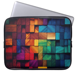 COLORFUL WOOD BLOCKS LOOK LAPTOP SLEEVE