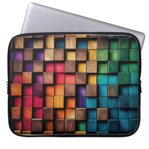 COLORFUL WOOD BLOCKS LOOK LAPTOP SLEEVE