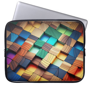 COLORFUL WOOD BLOCKS LOOK LAPTOP SLEEVE