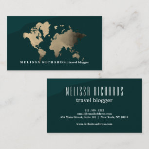 Colorful World Map Travel  Blog Business Card