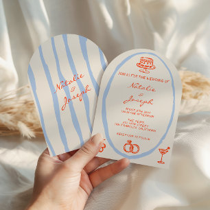 Colorful Written Painted Whimsical Arched Wedding Invitation