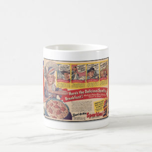 COLORFUL WWII ERA NEWSPAPER AD FOR CEREAL COFFEE MUG