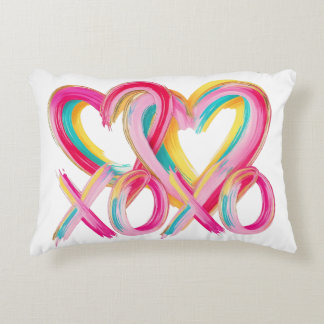Colorful XOXO Heart Throw Pillow | Valentine’s Day
