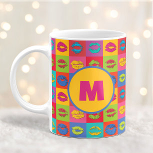 Colorful XOXO Kissing Lips Personalized Coffee Mug