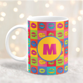 Colorful XOXO Kissing Lips Personalized Coffee Mug