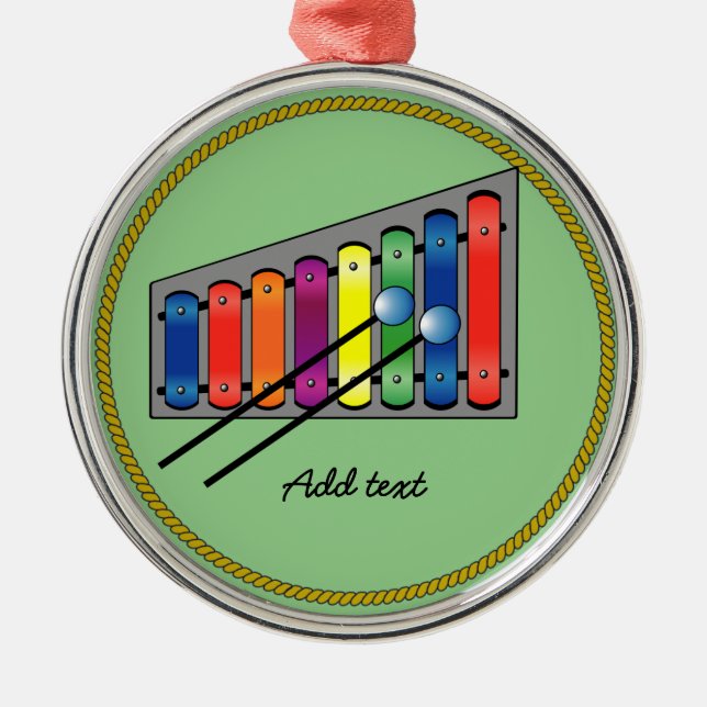 Colorful Xylophone template, Metal Ornament (Front)