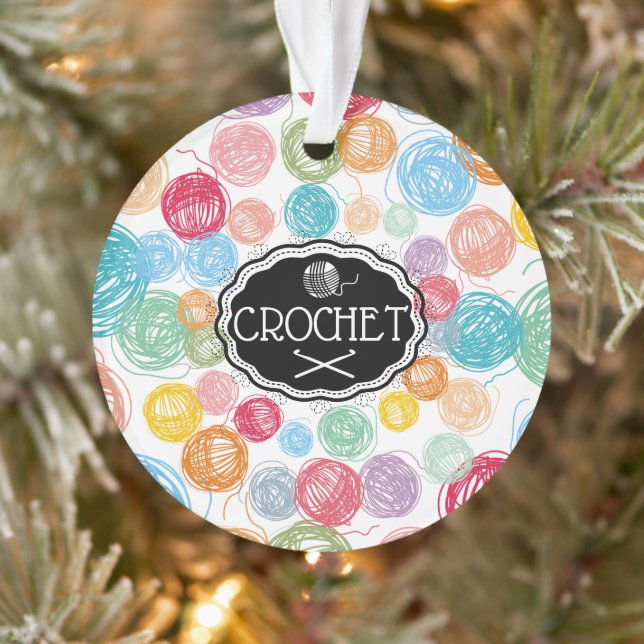 Colorful yarn crochet hook personalized Christmas Ornament (Tree)