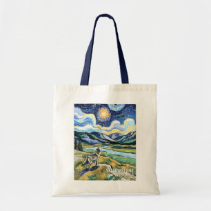 Colorful Yellowstone National Park Wolf Howling Tote Bag